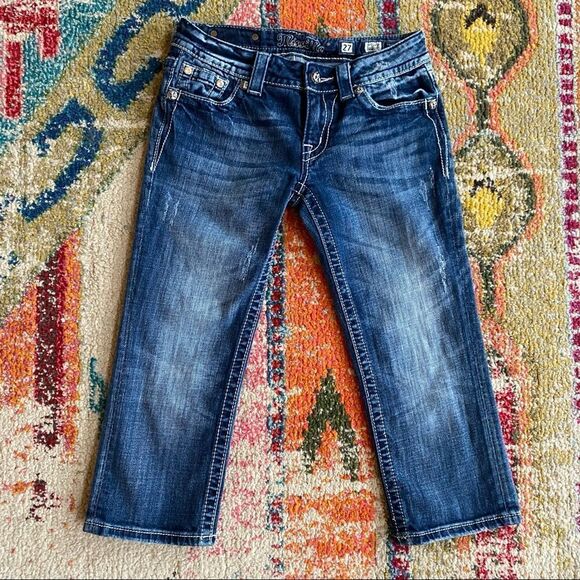 Miss Me Rhinestone Cross Capris Jeans - Picture 2 of 13